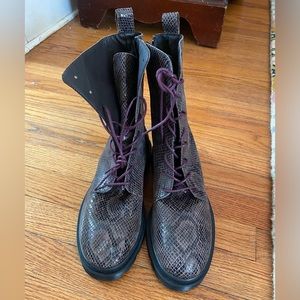 1980- Snakeskin Lace Front Boot, Brown Multi, Size 40 NWOT (US Size 9.5 or 10)